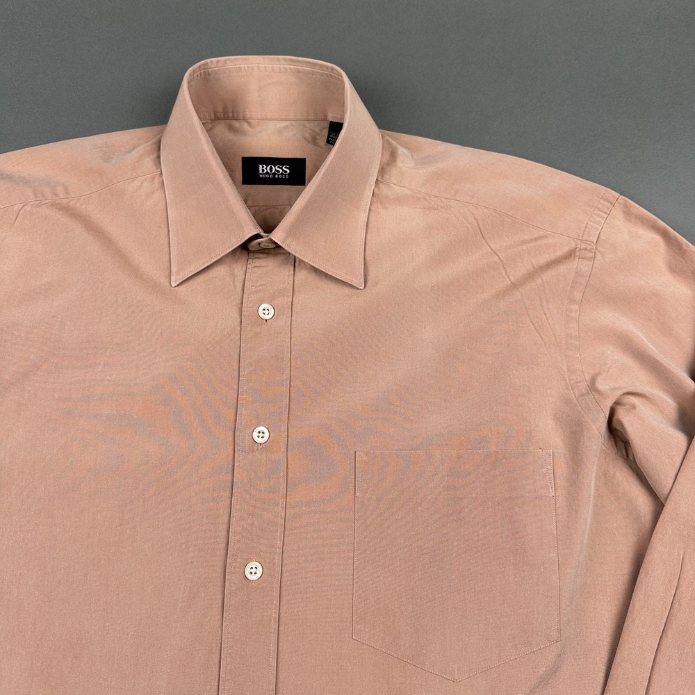 BOSS Hugo Boss Men's 34/35 Orange Dress Shirt Long Sleeve Button Up - Picture 2 of 11